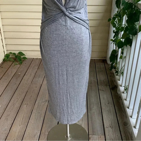 NWT ALLSAINTS Paloma Drape Dress Midi Size Large Gray Marl Knot Front All Saints - Picture 9 of 13